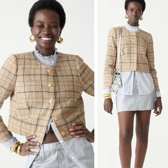 NEW J. Crew Louisa Lady Jacket Plaid English Wool Preppy Academia Office Career